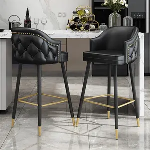Furnitur Bar tinggi, kursi Bar furnitur logam Modern bangku kualitas tinggi restoran minimalis kulit PU