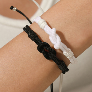 Fashion String <b>Bracelet</b> Black <b>White</b> Braided Knot Unisex Gift Wearable Jewelry Yiwu Origin - Product Image 1
