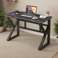 Bureau d'écriture pliable rectangulaire en acier K, surface en MDF, modèle DJZ-5, design cool, bureau d'ordinateur
