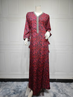 Robe imprimée arabe musulmane brillante et élégante, pyjama de festival Gulbang