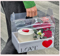 Boîte à fleurs Rose transparente emballage de gâteau en plastique boîtes d'emballage bricolage pour mariage saint valentin vacances