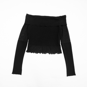 Viviblook เสื้อครอปแขนยาวผู้หญิงผ้าตาข่ายสีพื้น Y2K Q25TP327แนววินเทจสำหรับฤดูใบไม้ร่วง - Product Image 6