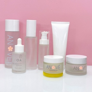 Ensemble de flacons cosmétiques en verre et bouteilles de sérum pour soins de la peau, finition mate transparente givrée, luxe, 30 ml, 50 ml, 100 ml - Product Image 3