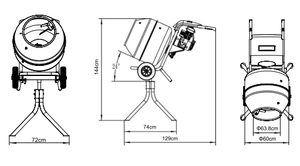 Mezcladora de Concreto Portátil Profesional, Motor de <span class=keywords><strong>Gasolina</strong></span> de 2.5 HP, Capacidad de 5 Pies Cúbicos, Suministro de Agua Manual, Fácil Mantenimiento, 1 Año de Garantía XH - Product Image 4
