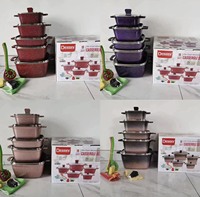 Ensemble de casseroles en aluminium de qualité supérieure antiadhésif 19 pièces, ensemble de casseroles carrées 20-32 cm avec 9 ustensiles de cuisine, boîte cadeau