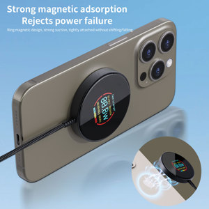 Produits les plus vendus Chargeur <span class=keywords><strong>sans</strong></span> <span class=keywords><strong>fil</strong></span> magnétique 10W en cuivre pur avec grand écran couleur C50 pour téléphones (affichage de la puissance et de la température) - Product Image 4