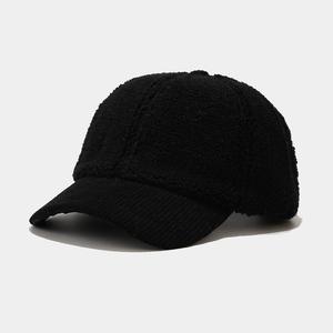 Casquette de baseball décontractée pour femme, en velours côtelé épais, couleur unie, avec logo personnalisé, style coréen, fausse fourrure, pour l'hiver - Product Image 2