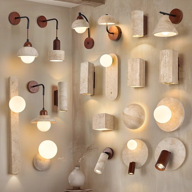 Luxury LED Bedside Lamp Wall Light with Warm Light Huangstone Shade-Home  Hotel Use Bedroom Living Room Hallway
