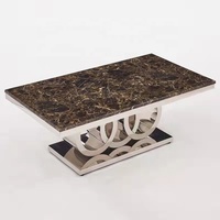 Meubles de maison foshan usine dessus en marbre table basse argent en acier inoxydable marbre table centrale meubles de salon