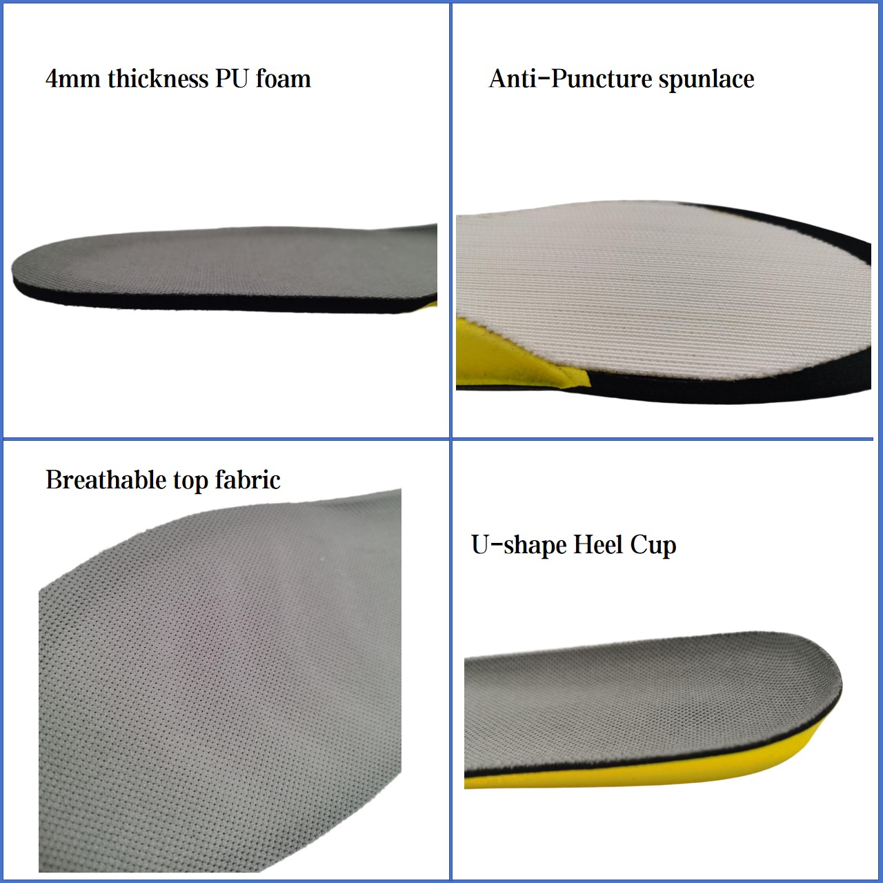 Bestar BS-W5047 Puncture Resistant Insole - High Elasticity PU Foam Shockproof Work Foot Pads