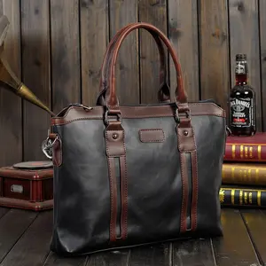नि: शुल्क जोड़ने के लिए लोगो 14 इंच के लैपटॉप बैग चमड़े की अटैची कंधे बैग व्यापार कार्यालय दूत Crossbody बैग