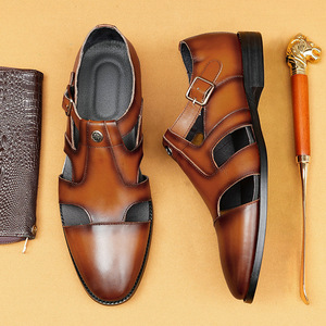 Sandalias Planas de Cuero Genuino para Hombre, Hechas a Mano, de Alta Calidad, Cómodas para Exteriores, Playa, Moda, Negocios, Retro, Formales, Zapatos de Vestir - Product Image 4