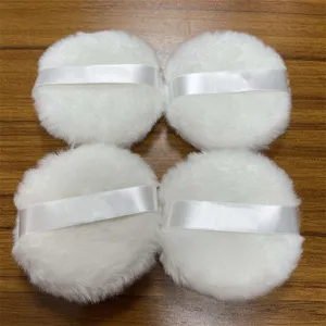 WELLFLYER PM-184 Fluffy Powder Puff for Body Round Powder Loose Puff with Ribbon Handle for Face & Body