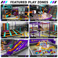 Équipement de terrain de jeu intérieur sur mesure de grande taille pour centre de divertissement familial avec toboggans de trampoline et cordes aériennes
