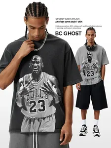 Camiseta Retro Americana con Estampado de Aviador <span class=keywords><strong>MJ</strong></span>, Manga Corta, Estilo Urbano, Algodón Puro, Cuello Redondo, Corte Holgado - Product Image 2