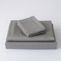 Parure de lit 100 % Lyocell de bambou 300 fils/cm² – Drap-housse et taies d'oreiller unis, style uni, taille Queen, tissé, rafraîchissant, doux et respirant