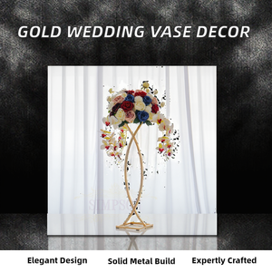 Centros de Mesa de Boda de Metal Dorado de Lujo, Decoraciones de Mesa, Jarrones - Product Image 2