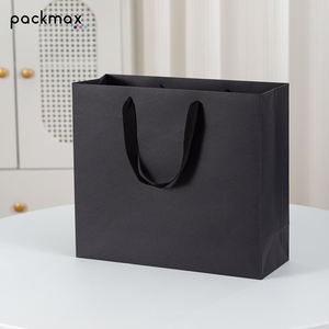 Bolsas de Regalo de Tela Negra Resistentes Hechas a Mano con Cinta para Pequeñas Empresas, Bolsas de Compras de Lujo con Logotipo Impreso - Product Image 2
