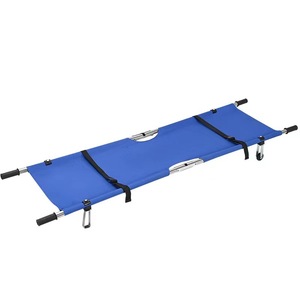 Brancard pliant en alliage d'aluminium bleu, manuel, pour secours et usage médical d'urgence - Product Image 1