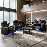 Canapé de cinéma professionnel en cuir italien de luxe avec fauteuil inclinable électrique, LED, Bluetooth, rangement pour gobelets et console