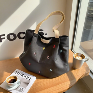 2024 Mới Thời Trang Công Suất Lớn Canvas <span class=keywords><strong>Tote</strong></span> Túi Vai Duy Nhất Thêu Thư Sinh Viên Tươi Phong Cách Mùa Đông Cho Phụ Nữ - Product Image 5