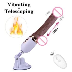 Automatische Teleskop kanonen maschine Einst eck barer Saugnapf Weicher vibrierender Penis mit drahtloser Fernbedienung - Product Image 1