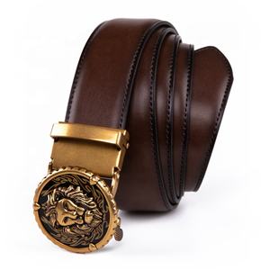 Alfa Men's Genuine Leather Jean Ratchet Hip Hop Belt con hebilla automática y logotipo personalizado - Product Image 3