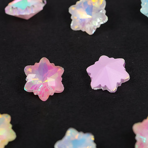Strass en verre cristal flocon de neige à dos plat, colorés, pour accessoires de nail art DIY, effet bling-bling - Product Image 2