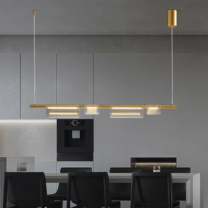 Lámpara de Araña Artística de Alta Gama Estilo Italiano, Totalmente en Cobre, Postmoderna, de Lujo, con Tira de Vidrio para Restaurante, Bar o Isla - Product Image 6