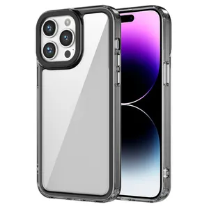 Transparante Huid Gevoel Case Cover Anti Vergeling Voor Iphone 11 12 13 14 15 Tpu + Acryl Telefoon Achterkant Met Lens Beschermen