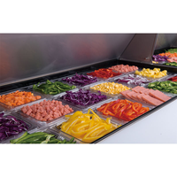 Réfrigérateur de comptoir à trois portes pour salades, pizzas, méga-bar, sandwichs, table de préparation de salades, congélateur, refroidisseur, certifié CE ETL