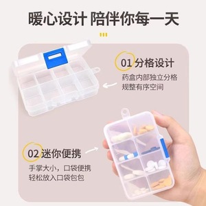 Haier's portable pillbox, a home-use portable pillbox, <b>mini</b>-<b>box</b> for dispensing pills, transparent and detachable medicine <b>box</b>. - Product Image 2