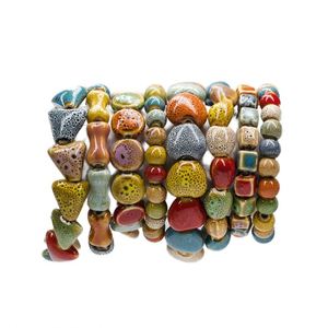 Trendy Women's Elastic Copper Alloy <b>Rope</b> Colorful Ceramic Bead Butterfly <b>Bracelet</b> Jewelry Gift - Product Image 1