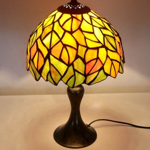 LongHuiJing Tiffany Wisteria Stained Glass Dome Shade AC LED Table Lamp Art Mosaic Retro Mediterranean Design Warm White <b>Light</b> - Product Image 3