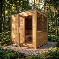 Sauna extérieur carré en bois massif haute densité, anti-déformation, anti-fissuration, adapté aux étés chauds et aux hivers rigoureux