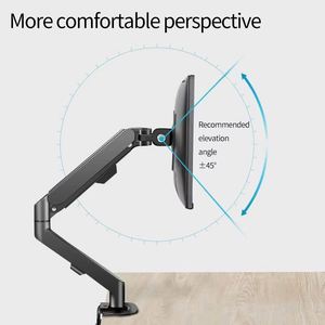 White Single Monitor Arm Mount 17 to 34 Inch Articulating Gas Spring Arm Adjustable Vesa <b>Desk</b> Stand <b>Computer</b> Monitors - Product Image 4