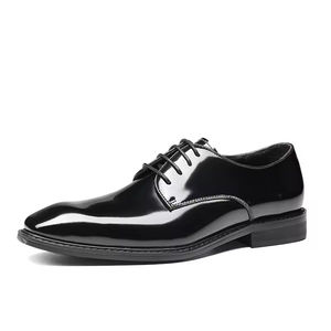 Zapatos de Hombre de Cuero Genuino, Estilo Británico, Modernos, Formales de Negocios, con Cordones, Punta en Pico, Derby, para Boda, Otoño, Diseño Sólido, Cómodos - Product Image 1