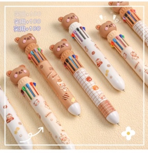 Bolígrafo de plástico con forma de animal de dibujos animados lindo multicolor con logotipo Novedad y características multifuncionales Ancho de escritura 0,5mm - Product Image 4