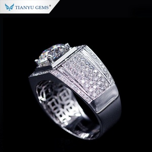Alianzas de boda para hombre Nuevo estilo 14K Oro 3 Ct Corte redondo Super White Moissanite Diamond Anillos para hombre - Product Image 4
