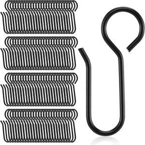 Cross-Border Direct Supply Solid Pattern 201 Stainless Steel <strong>Black</strong> Metal Curtain <strong>Hooks</strong> with Wire Ceiling Track Hanging System - Product Image 1