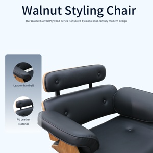 Fauteuil de Barbier Ergonomique Moderne en Cuir PU, Style Salon Mid-Century, Mobilier Professionnel de Coiffure, Rotation à 360 Degrés - Product Image 3