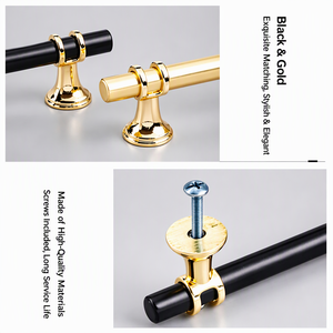 Modern Luxury Stainless Steel Bar Shape Drawer Pulls Long Furniture Cabinet Handles Black Gold Kitchen Wardrobe Cabinet Drawers - Product Image 2