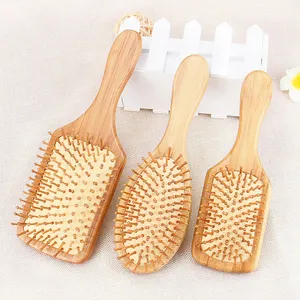 Hair Comb Oem Professional Hair Styling Tools 100% Natural Bamboo Wooden Hair Brush Comb For Women