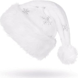 Chapeau blanc en peluche brodé SOLPOP pour Noël avec paillettes en velours et flocons de neige pour hommes et femmes, idéal pour la décoration de fête de Noël - Product Image 3