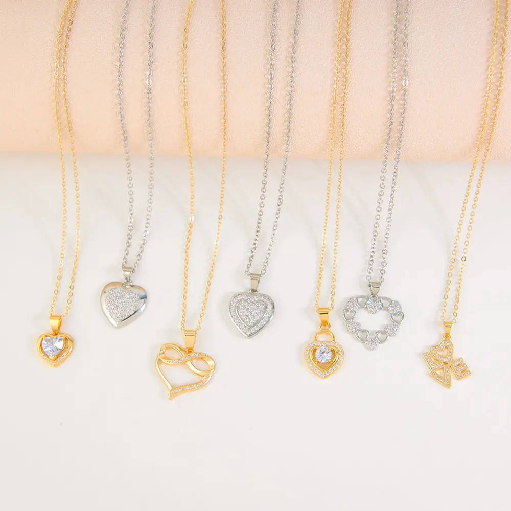 Kalung liontin hati penjualan laris kalung simpul cinta Platinum 18k berlapis emas untuk wanita