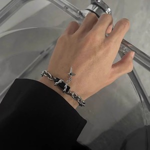 Braccialetto da uomo stile Hip-Hop Punk scuro avvolto in ossidiana croce unico stile alla moda Starlight Charm <span class=keywords><strong>gioielli</strong></span> di moda <span class=keywords><strong>per</strong></span> coppie - Product Image 4