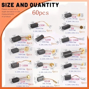 Carbon <b>Brush</b> Kit 60 Pieces 15 Sizes For Angle Grinder Repair <b>Power</b> Tool Accessories - Product Image 2