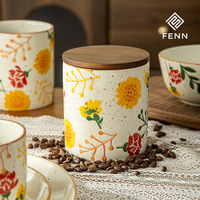 FENN rustique café sucre thé stockage hermétique bidons alimentaires/bidon de cuisine en céramique avec couvercle pot de stockage en porcelaine pour la maison