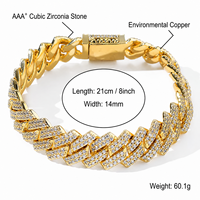 Chaîne cubaine en laiton plaqué or 18 carats avec zircone cubique 5A pour hommes
