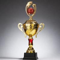Trophée de basketball sportif en métal poli avec base durable pour les champions des tournois scolaires - Gravure personnalisée disponible